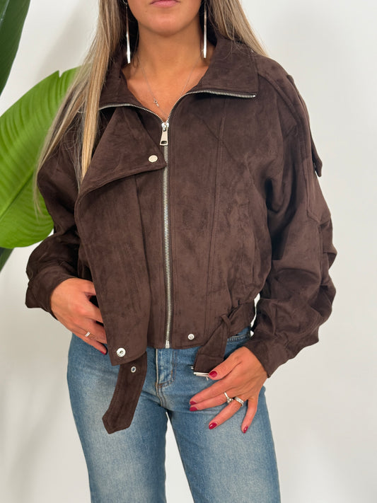 Bomber eco-camoscio