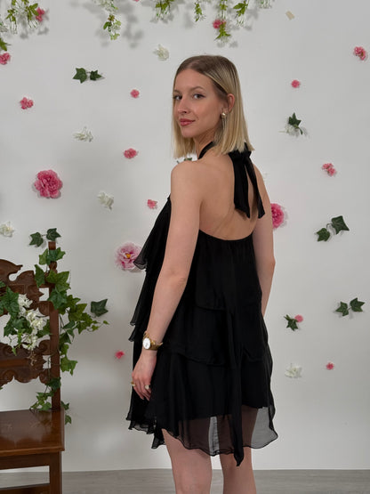 Abito mini seta c/balze