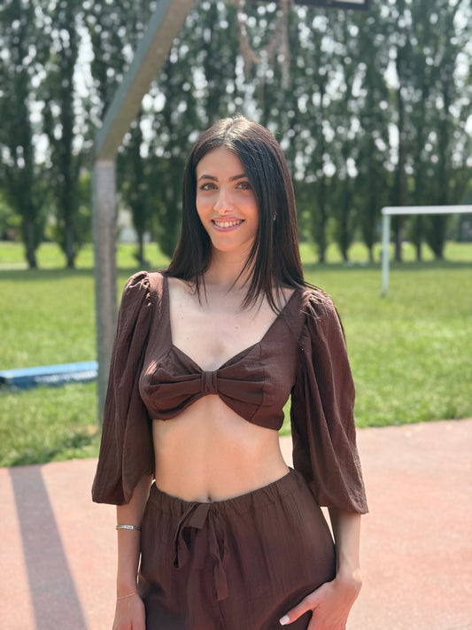 Top manica palloncino fiocco